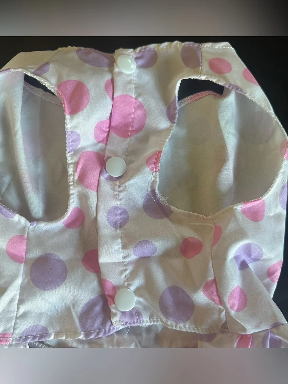 Dog Wear White Dress with Purple and Pink Polka Dots, Size XL, New without Tags